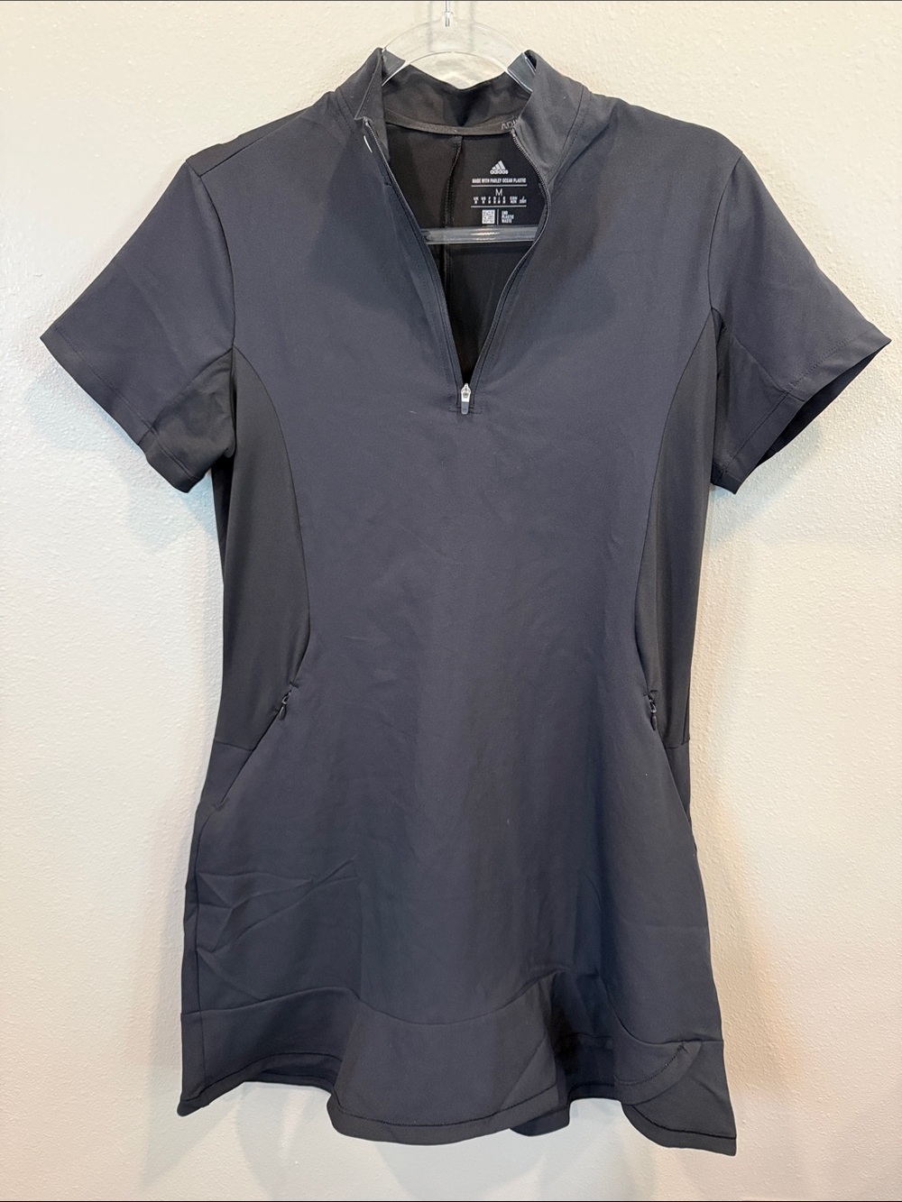 adidas Women’s Black Short-Sleeve Zip Tennis Dress